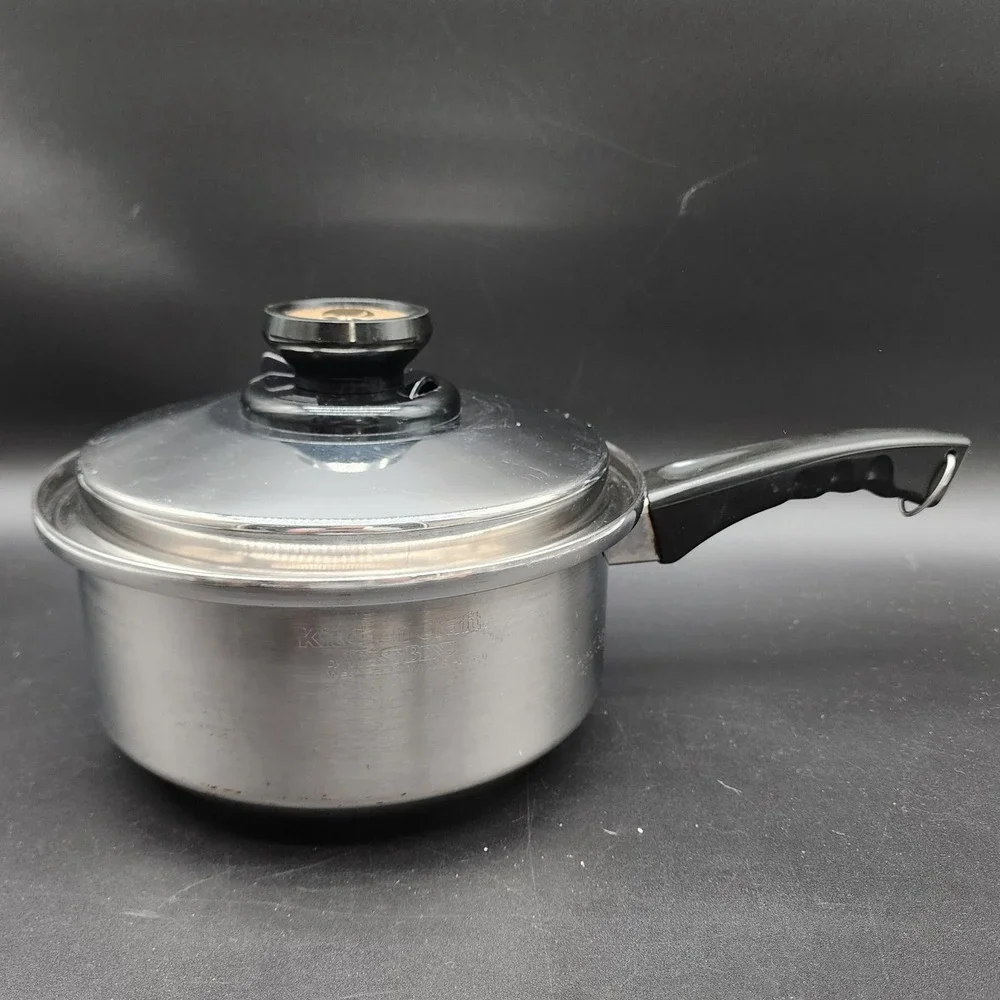 Kitchen Craft Silver Stainless Steel Waterless Skillet Saucepan Pot Set of 2
